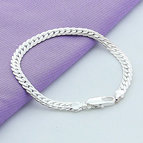 ATJC Fashion 925 Sterling Silver Twist-linked Bracelet Charm Chain Women Jewelry Gift