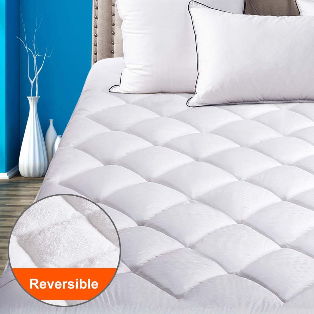 Reversible Mattress Pad Cover Cal King Summer Cooling Mattress Topper  All-Season Sherpa Quilted Fitted Pillowtop with 9-9”Deep Pocket Reversible Mattress Pad Cover Cal King Summer Cooling Mattress Topper  All-Season Sherpa Quilted Fitted Pillowtop with 9-9”Deep Pocket