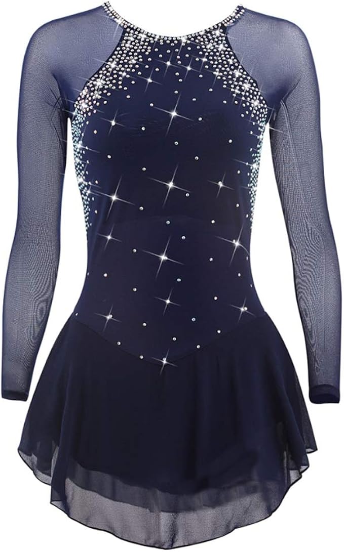 Eiskunstlauf Kleid Grün-Gelb - Professioneller Wettkampfanzug Mit Strass