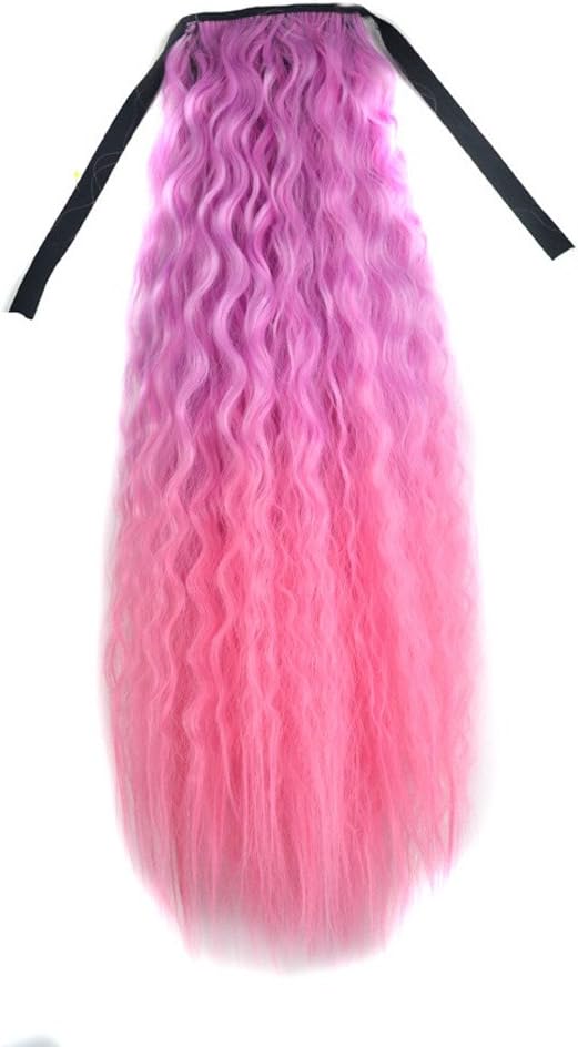 Gradient Color Ribbon Wavy Curly Long Ponytail Horsetail Clip Hair Extensions Length Approx.60cm(24inch)