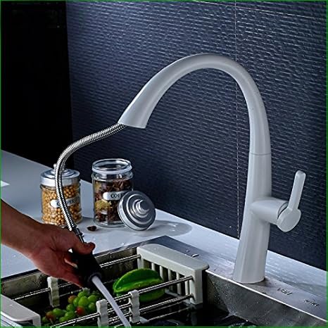Yise 174 White Painting Kitchen Faucet Pull Out Faucets For