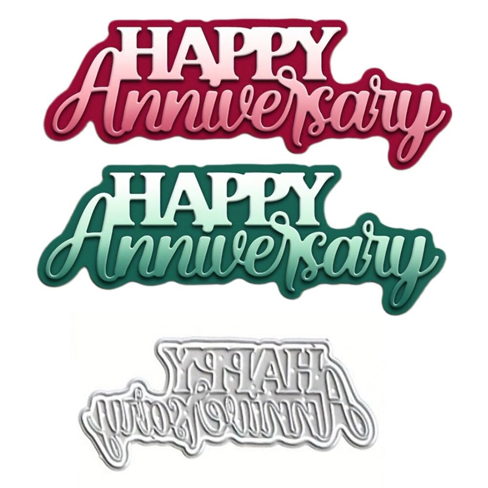 Photo 1 of LZBRDY Happy Anniversary Die-Cuts, Carbon Steel Metal Cutting Dies for DIY Scrapbooking & Card Making, DIY Craft Die-Cuts for Anniversary Albums & Greeting Cards