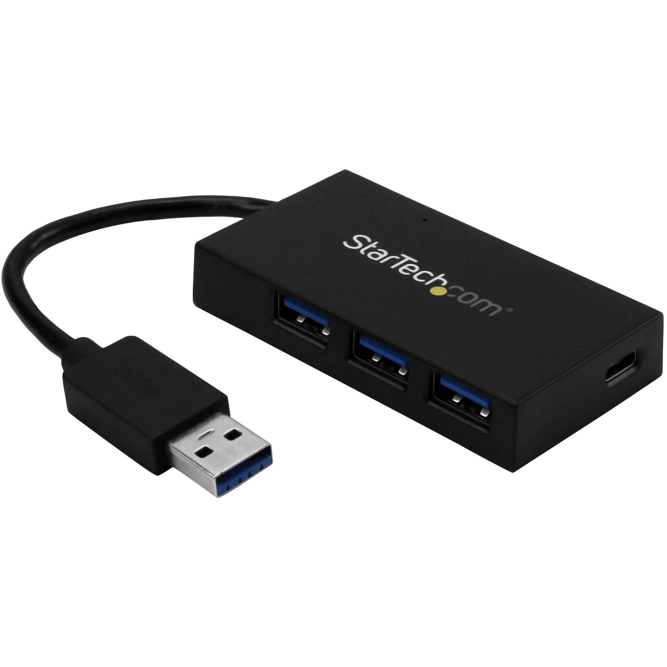 StarTech.com 4 Port USB 3.0 Hub - USB Type-A Hub with 1x USB-C & 3x USB-A (SuperSpeed) - USB Bus or Self-Powered - Portable USB 3.0 (5Gbps) BC 1.2 Charging Hub w/ Power Adapter (HB30A3A1CSFS)