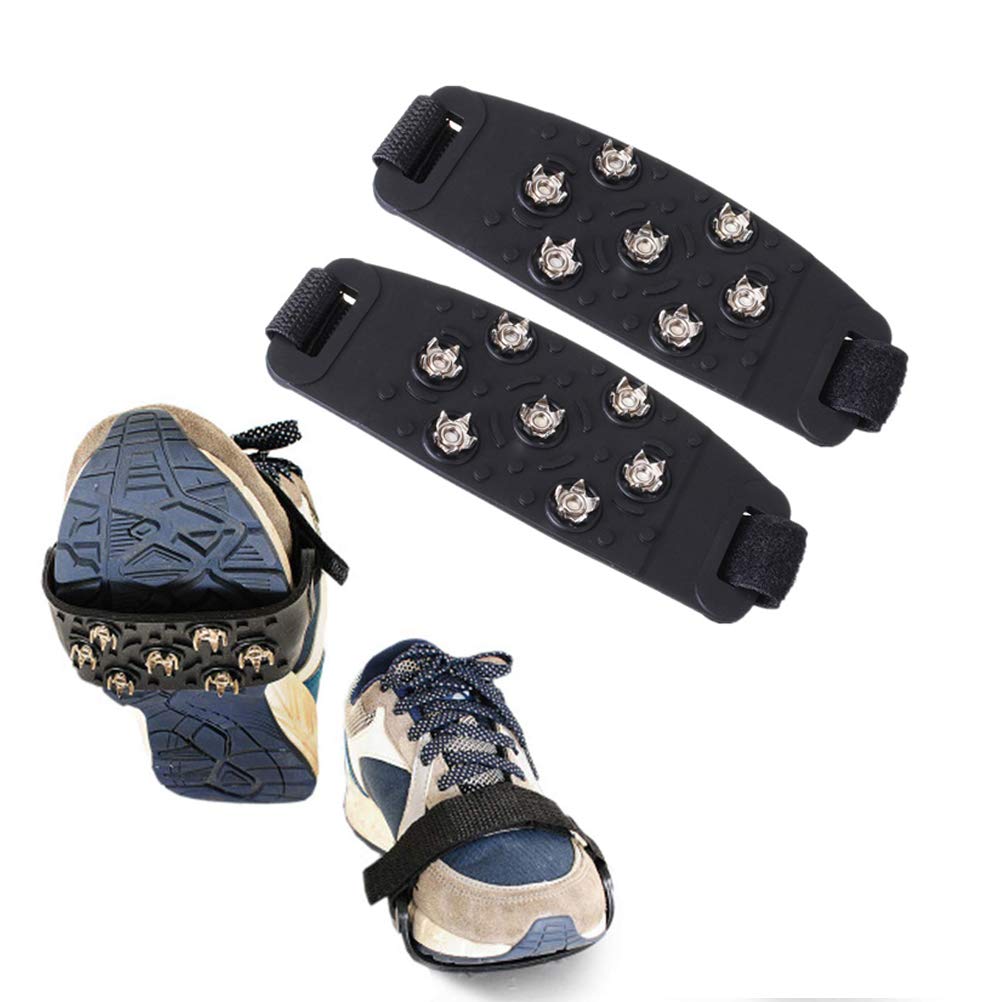 Eshylala 1 Pair Ice Grips for Shoes - Anti Slip Winter Ice Grippers Snow Traction Cleats - Slip on Boots & Shoes Covers for Men, Women & Children