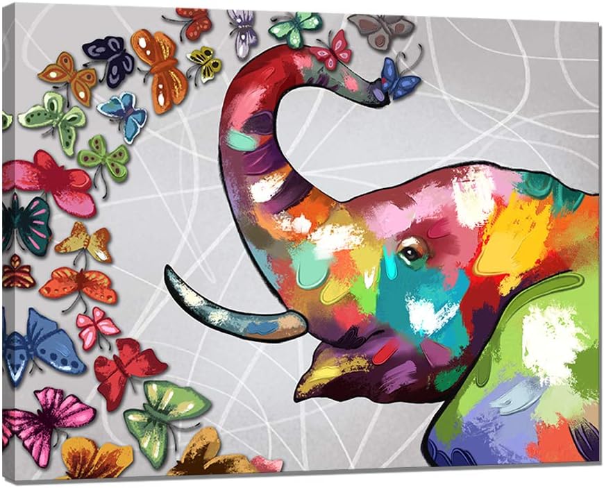 sechars Modern Animal Canvas Wall Art Colorful Elephant and