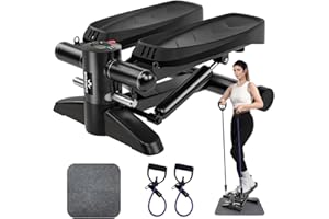 WHATAFIT Stair Stepper ，Mini Stepper with Resistance Bands,Fitness Stepper with 330 lbs Loading Capacity,Hydraulic Stepper for Exercise at Home with LED Monitor