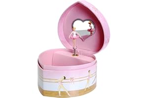 Enchantmints Musical Ballerina Jewelry Box for Girls Heart Shaped Ballerina Spins to Swan Lake
