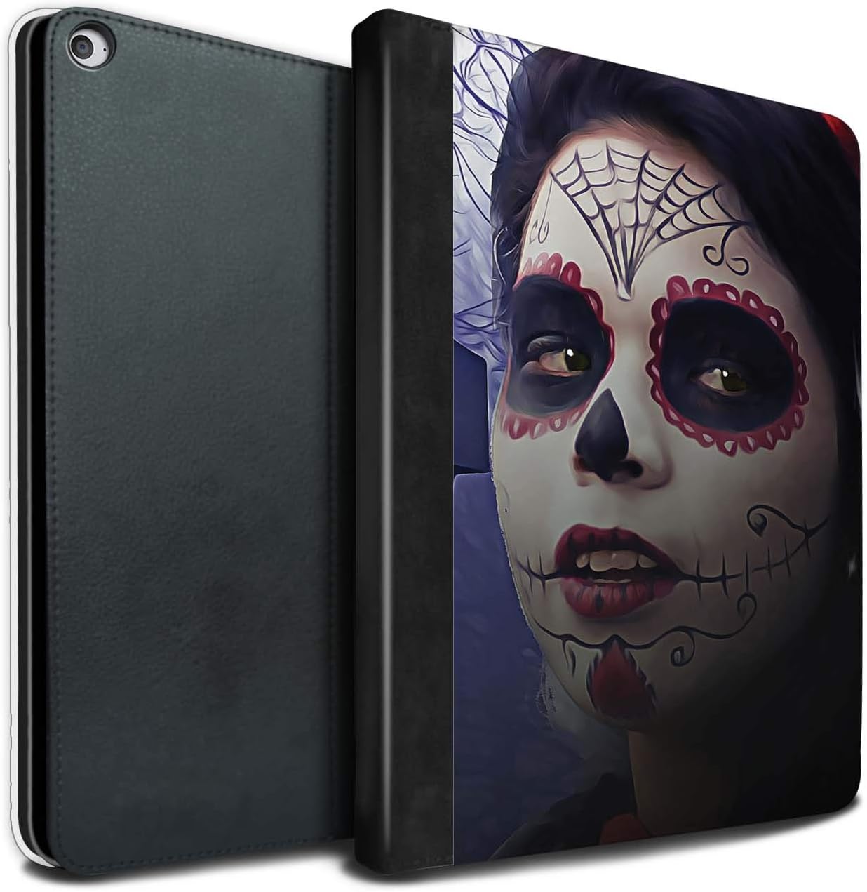 eSwish PU Leather Book/Cover Case for Apple iPad Pro 12.9 2015/1st Gen Tablets/Halloween Makeup Design/Day of The Dead Festival Collection