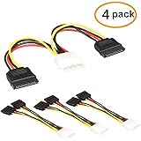 TxLove 4 pack 6-Inch/15CM 4pin to 15pin SATA Power Splitter Cable Hard Drive HDD SSD