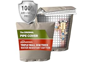PipeWarmers The Original Pipe Insulation Cover (5˚F) Winter Pipe Insulation (UV-Coated),Pump Cover, Sprinkler Irrigation Valve Cover, Backflow Preventer Freeze Protection (24" X 36" Cotton Insulation)
