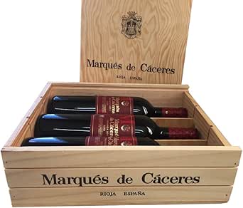 Caja de madera 3 botellas - Marqués de Caceres Crianza - Vino tinto