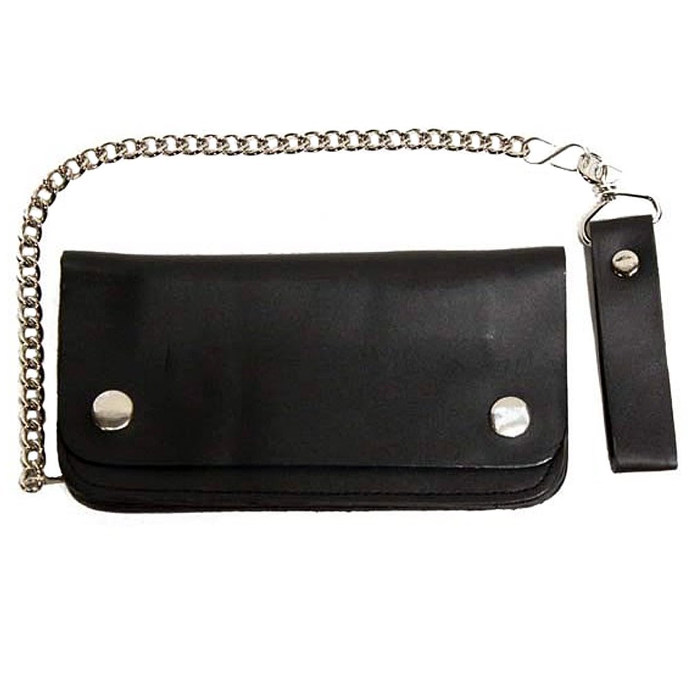 Genuine Black Leather 8" Chain Wallet w/Belt Loop Buy Online in United