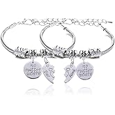 lauhonmin 2pcs BBF Best Friends No Matter Where Compass Split Broken Heart Double Bracelets Set Friendship Gift