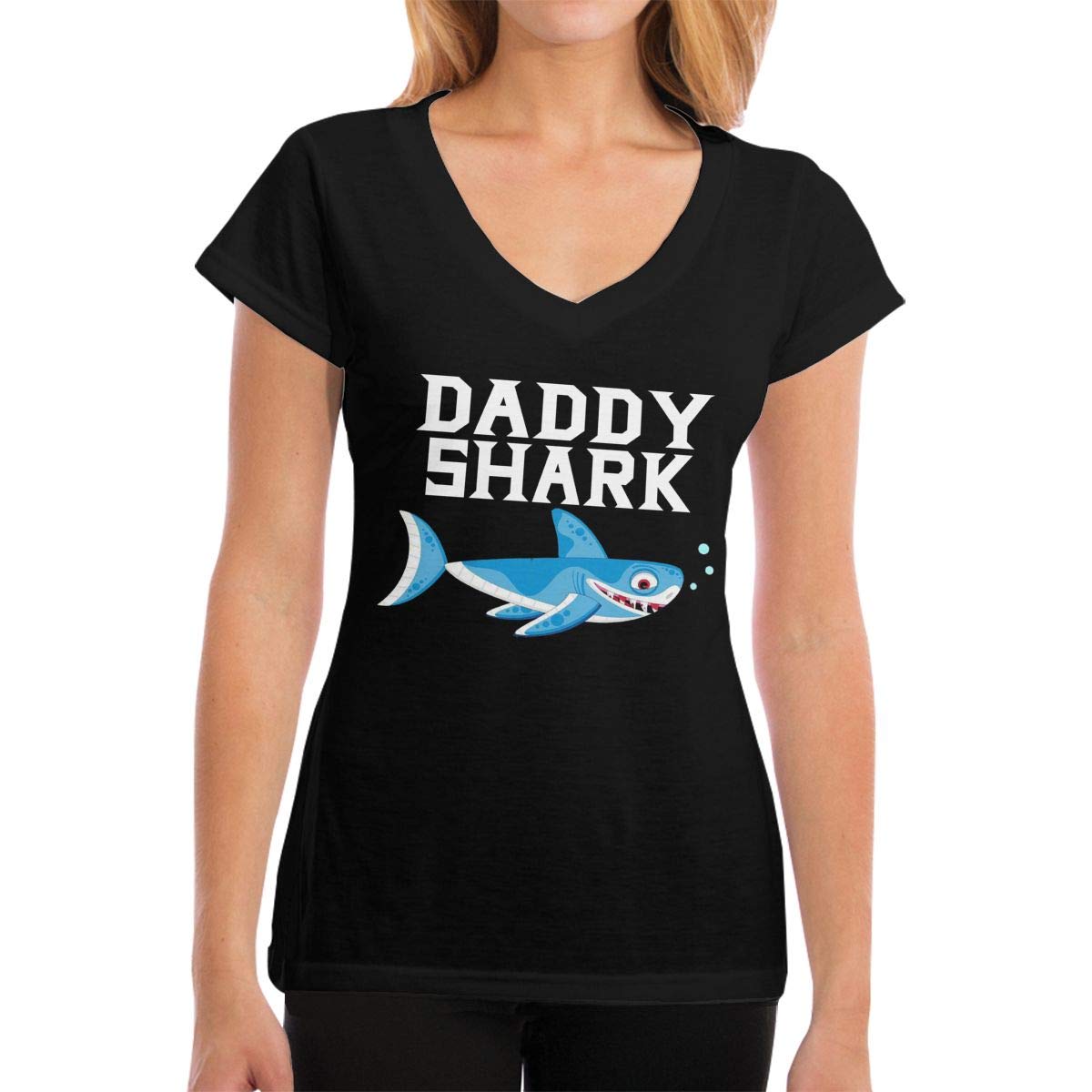 Daddy Shark Printed Girl's Short Sleeve Tees For T-shirts