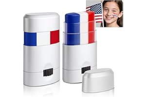 BEFIVECOK 2PCS Red White and Blue Face Body Paint Sticks- Patriotic Pride 4th of July Accessories for Women, Eye-Black Stick Baseball Softball Sports Makeup, Fourth of July USA Accessories for Independence Day