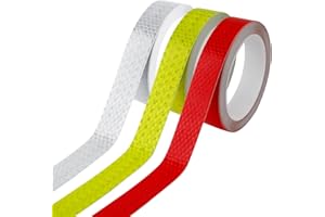 3 Rolls Reflective Tapes, Outdoor Waterproof Reflective Warning Tape Night Reflective Tape Red White Yellow Reflective Sticke