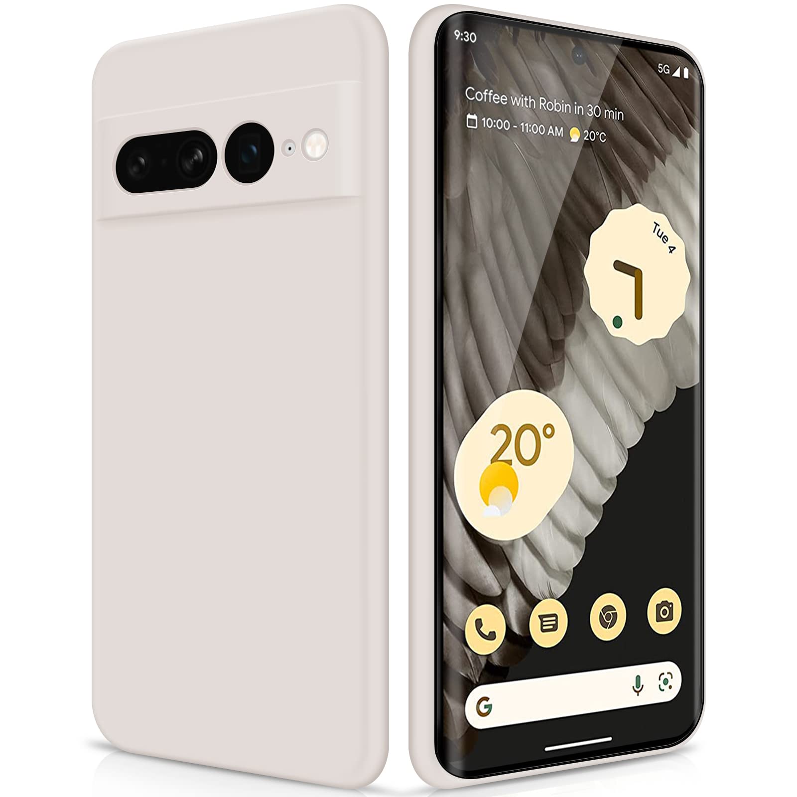 GiiYoon Case Compatible with Google Pixel 7 Pro, Silky-Soft Touch Full-Body Protective Phone Silicone Case, Shockproof Cover with Microfiber Lining, off white — image 1