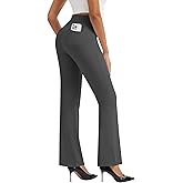 AVAMO Womens Dress Pants Straight Leg High Waisted Pull On Stretchy Work Pants Business Casual Slacks Office with Pockets