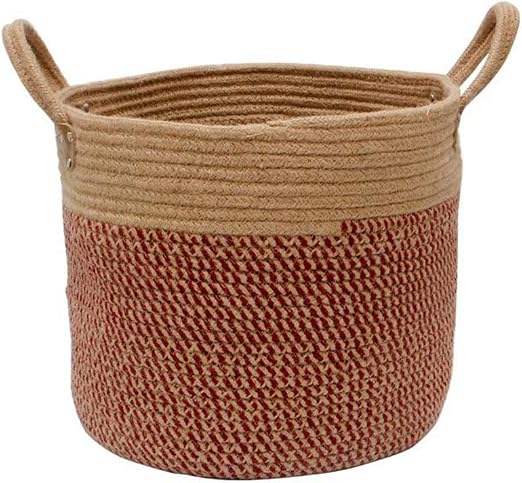 Amazon Com Ainh Rope Woven Laundry Baskets With Handles Portable Breathable Laundry Hamper Sustainable Storage Basket For Clothes Toy Storage Red 323228cm Home Kitchen