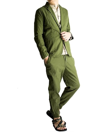 Amazon Co Jp ジェネレス セットアップ 綿麻 メンズ 選べる 春用