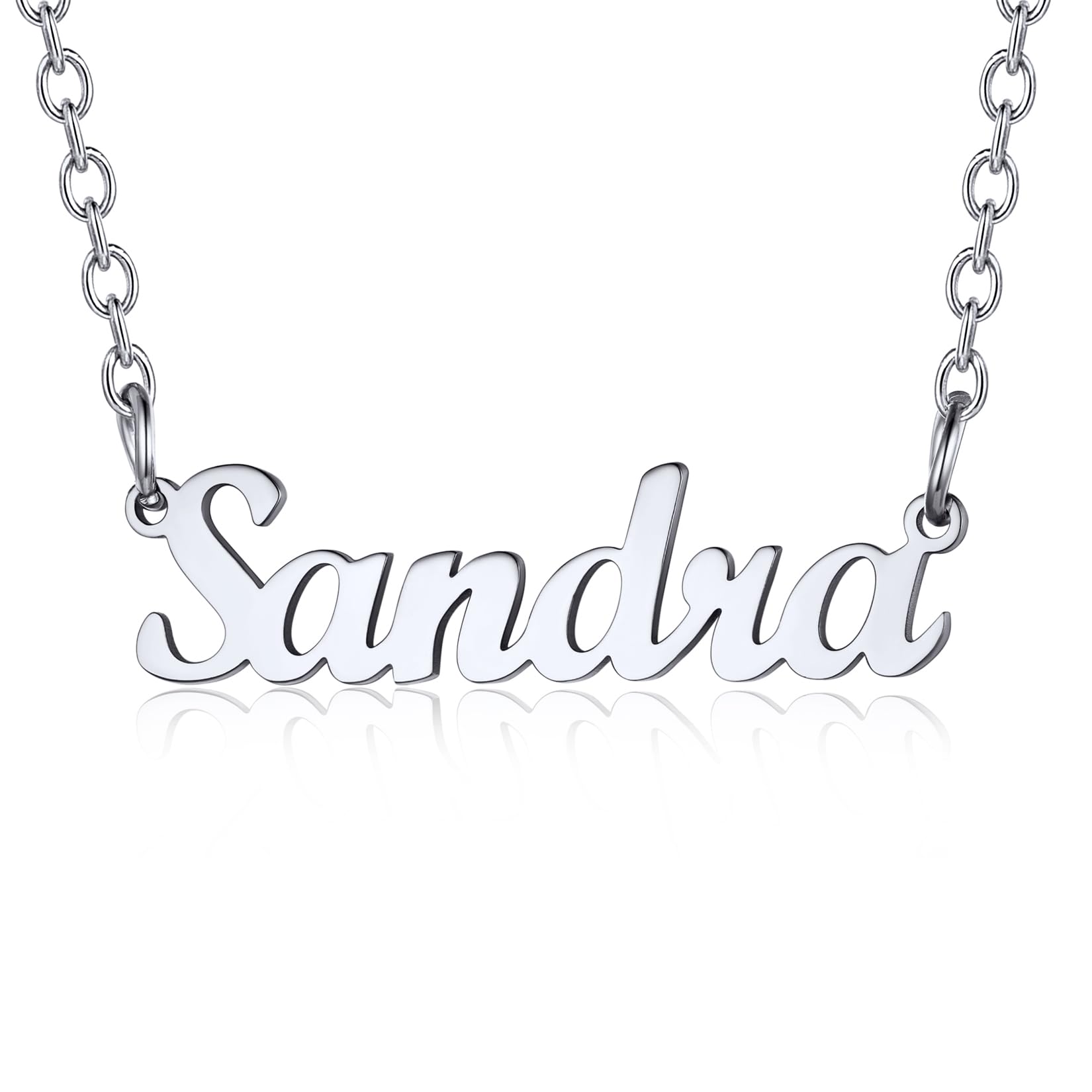 U7 Custom Necklaces for Women Stainless Steel Pendant Name Sandra Choker Necklace