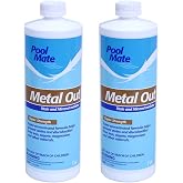Pool Mate 1-Quart 2-Pack Concentrated Metal Out, Pool Metal Remover | Pool Stain and Mineral Inhibitor, Stain Remover, Easy to Use, Works Fast, 1 quart per 10,000 gallons of water, Made in USA