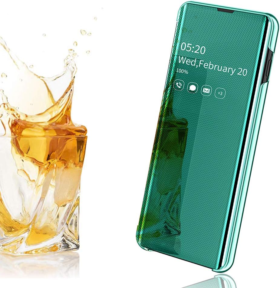 EROYAL for Samsung Galaxy A51 Case,Smart Flip Mirror cover Clear View Electroplate Plating Shockproof case with Kickstand Full Body Protective Case for Samsung Galaxy A51