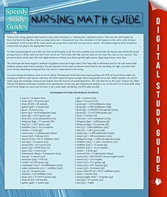 Nursing Math Guide Speedy Study Guide Kindle Edition By Speedy Publishing Professional