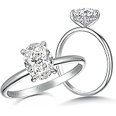SILVERNANA Oval/Heart/Round Cut Moissanite Engagement Ring for Women 925 Sterling Silver D Color VVS1 Clarity Moissanite Promise Ring for Her Size 4-10