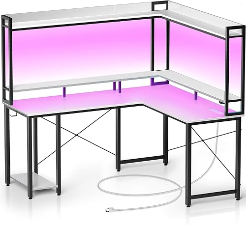 Computer Desk Bahrain Rolanstar Computer Desk with Hutch & Storage Shelves, Gaming Desk with ...
