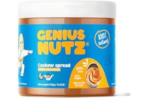 GENIUS NUTZ - Cashew Spread White Chocolate - The Perfect Healthy Cashew Butter Snack with White Chocolate, 100% Natural, Sugar-Free and Gluten-Free, Low Carb High Protein, 17,6 oz Pack
