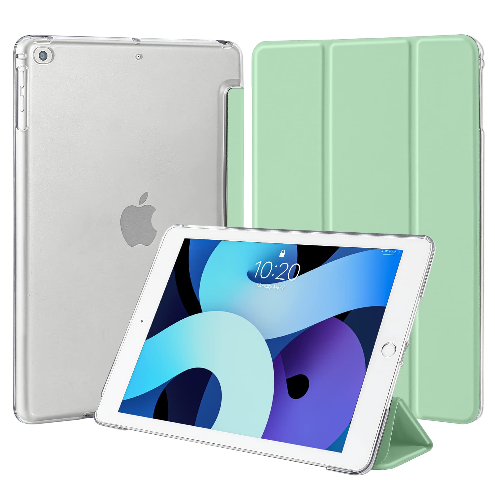 4UBonLife Case for iPad 6th / 5th Generation 9.7 Inch 2018/2017, Compatible with iPad Air 2/1 Case, Slim Stand Protective Cover with Translucent Frosted Hard Back Shell, Mint Green — image 1