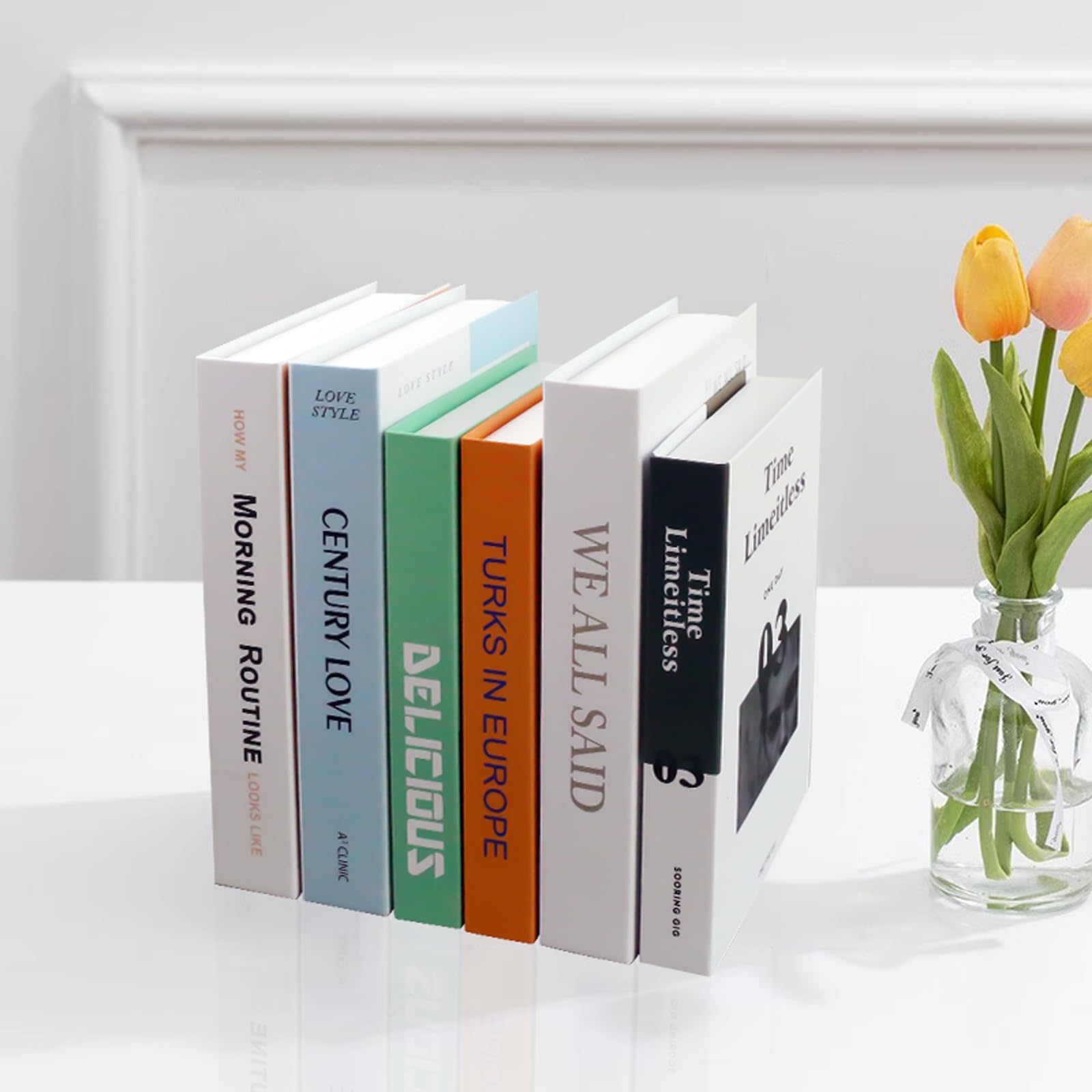 Photo 1 of EFH 6 Pcs Faux Books for Modern Decoration - Fashionable Fake Books for Home Decor - Aesthetic Entryway, Coffee Table, Bookshelf Decor (Set of 1)