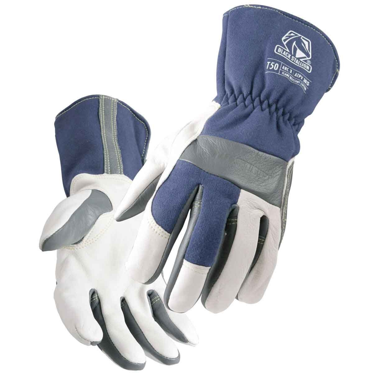 Photo 1 of Revco T50 Men's Tigster Flame Resistant Welding Gloves Blue/White Medium