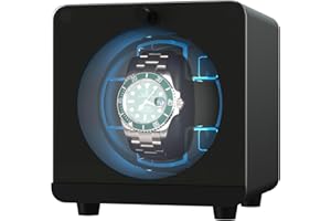 Cevale Automatic Single Watch Winder for Rolex,Aluminum Alloy,Super Quiet Motor (≈ 0dB),4 Rotation Modes,Blue LED Light,Includes AC Adapter – Ideal Gift for Watch Lovers (AWW-N1)