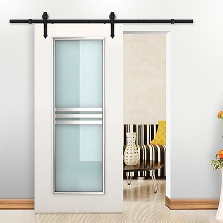 Yaheetech Schiebetürsystem Komplett-Set für Schiebetüren mit Bodenführung Abstandsführung Innentüren Trennwände Flaschenzug a