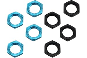 Ruiwaer 8PCS 17mm Thread Aluminum RC Wheel Nuts Aluminum Alloy Wheel Hex Hub Nuts, 4PCS Blue 4PCS Black