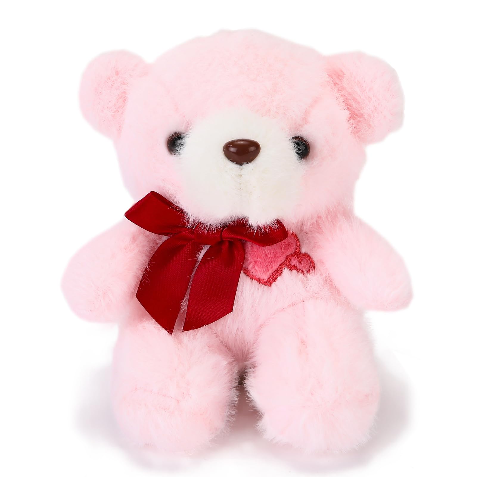 Photo 1 of ABEARCAR 4.7 Inchs Teddy Bear Stuffed Animal with Heart,Bow Tie Embroidered Pink Heart Teddy Bear Plush Toy for Girlfriend, Boyfriend(Pink)