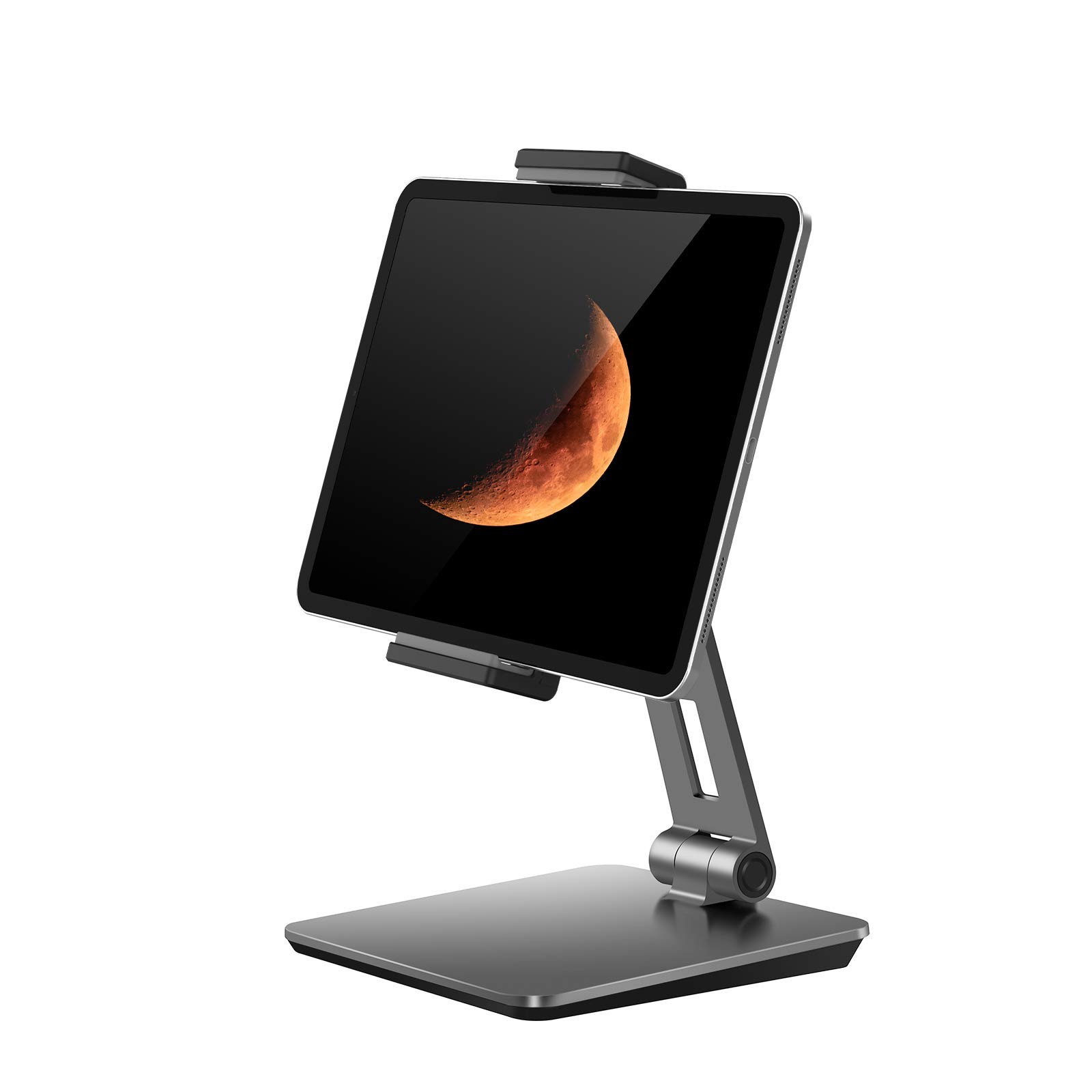 QinCoon Tablet Stand, Adjustable Heavy Duty Aluminium Stand, 360° Swivel Foldable Holder for iPad, Samsung Tab, Kindle, Nintendo Switch (4.7-13"), Design for Desk Kitchen Office POS Reception (Gray)
