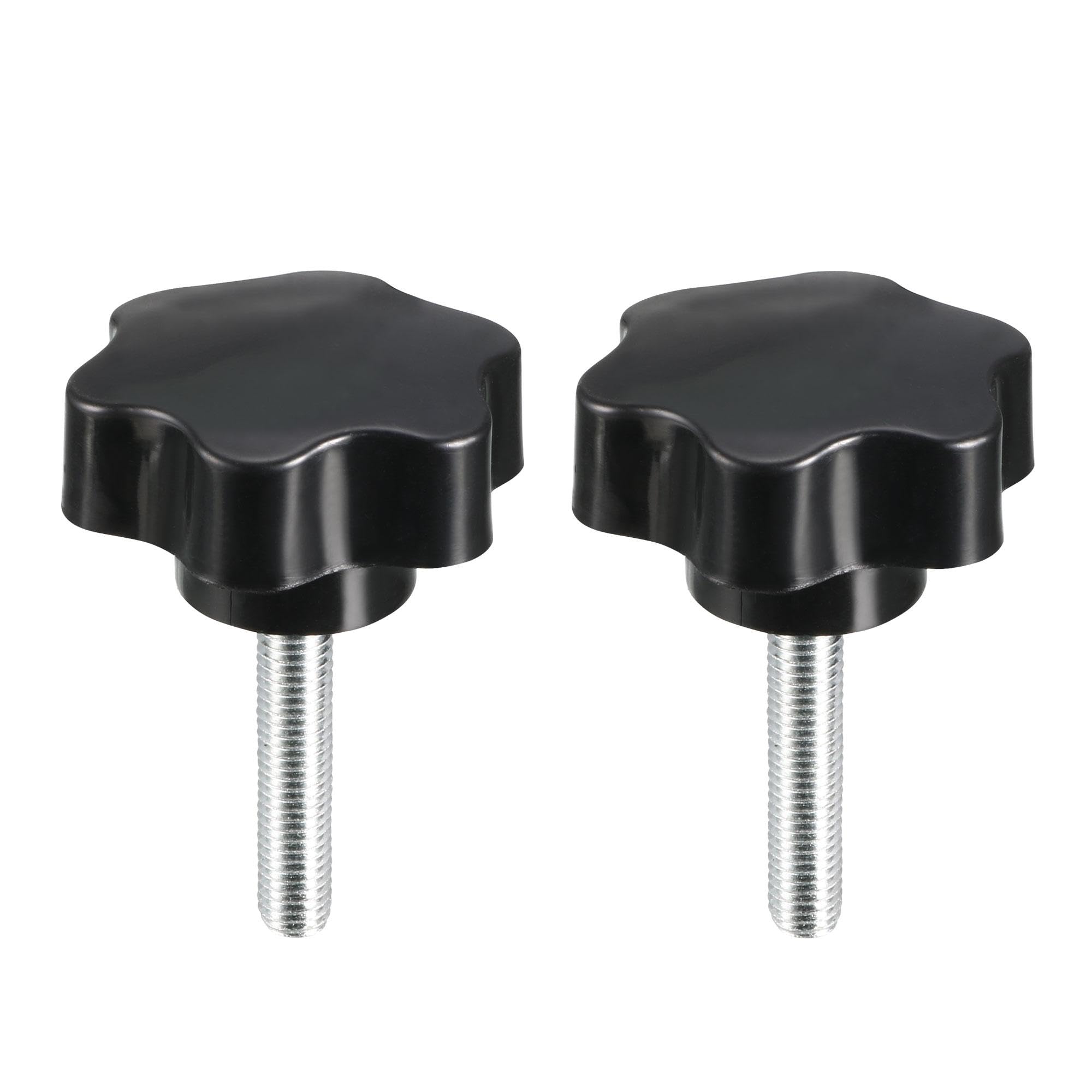 uxcell Clamping Screw Knob, 48mm Dia Plum Hex Shaped Grips Star Knob M8 x 40mm Male Thread, 2pcs