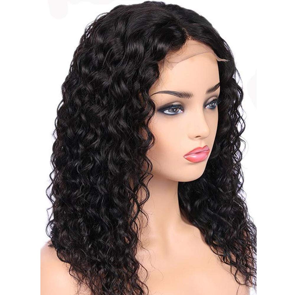Glowingstar Hair Curly Wigs for Black Women Human Hair Lace Front Wigs with Baby Hair Pre Plucked Bleached Knots Natural Color 16Inch