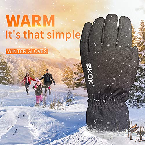 SKDK Outdoor Gloves Lightweight Touchscreen Windproof Warm Touchscreen Gloves Men Women for Cycling Running Sports (Black-Thicken, S)