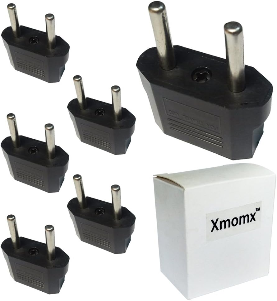 Xmomx 5 PCS US USA to EU Euro Europe Power Jack Wall Plug Converter Travel Adapter Adaptor
