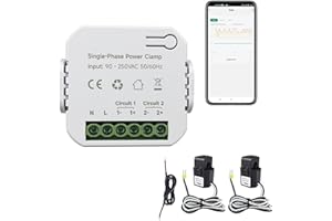 EDGEANT Smart Energy Monitor, Single Phase Clamp Electricity Meter with 2 * 80ACT Current Transformer, WiFi, Real-Time Electricity Monitor/Meter, Solar/Network Metering