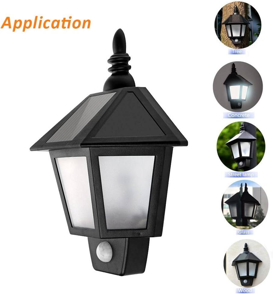 Onerbuy Solar Powered Motion Sensor Wall Lights Outdoor Security Sconces LED Lantern Lamp for Garden Fence Patio Deck - Image 5