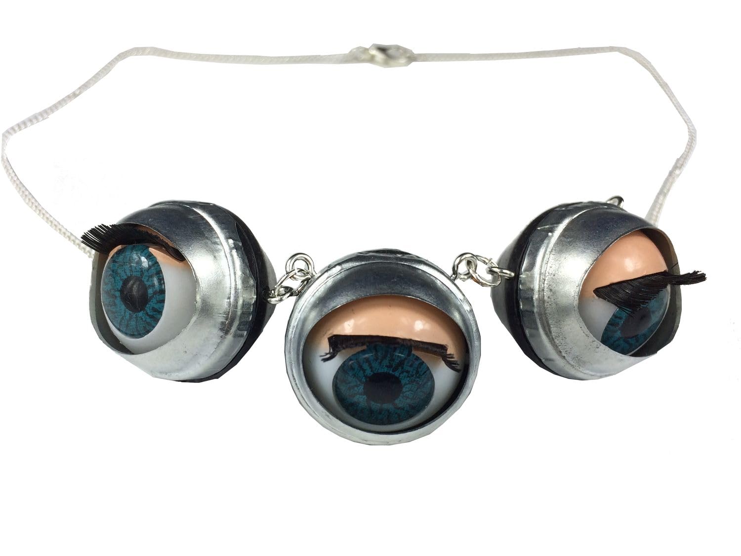 Miniblings 3 Eyes Necklace 45cm Eye Puppet Moving Creepy Doll Halloween Doctor