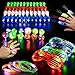 68 PCS LED Glow Party Favors,Ailuki Light Up Toys Glow in the Dark Party Supplies with 48 LED Finger Lights, 12 Flashing Bumpy Rings 4 Bracelets 4 Flashing Slotted Shades Glasses Christmas Accessories