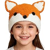 Baby Toddler Cute Fox Animal Design Knitted Hat Crochet Hooded Cap Photography Props Beanies Orange