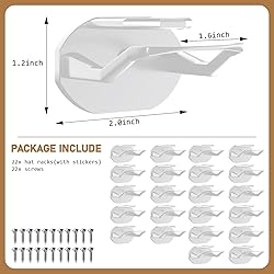 22 Pack Adhesive Hat Hooks for Wall, Super Strong