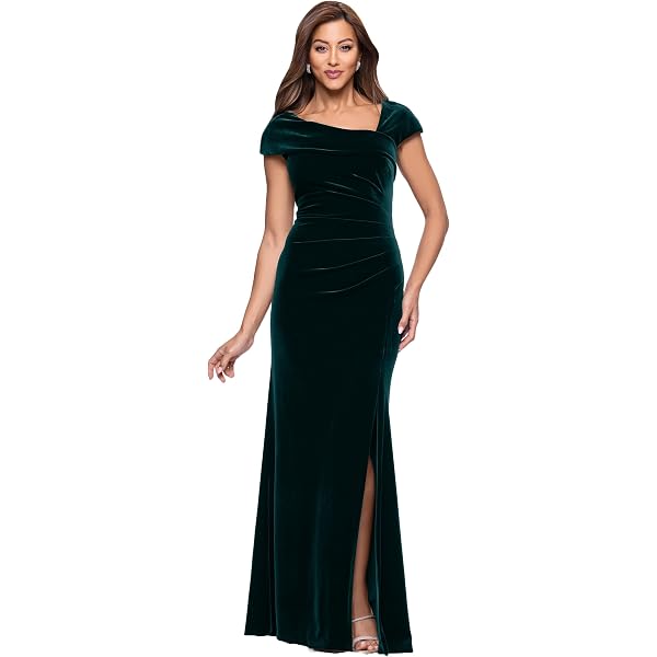 xscape long sleeve beaded dress Lana Long V-Neck Beaded Flutter Sleeve Dress